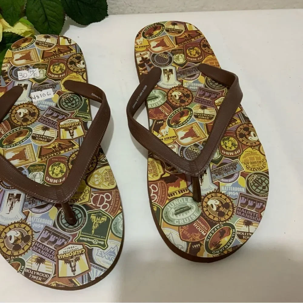 Disney Themed Brown Casual Slide Flip Flop Sandals Shoes Men’s 8